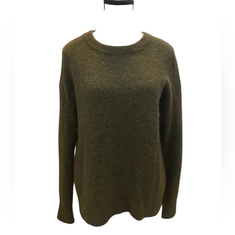 Aritzia Babaton Oversized Alpaca Blend Olive Crew Neck Sweater Size XS EUC